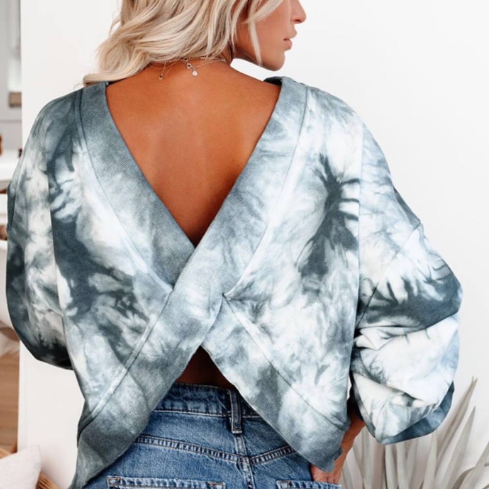 MONTEREY COTTON REVERSIBLE TIE DYE KNIT PULLOVER M - Picture 4 of 10